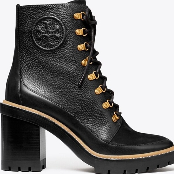 TORY BURCH Miller Mixed-Materials Lug Sole Boot - Picture 1 of 13